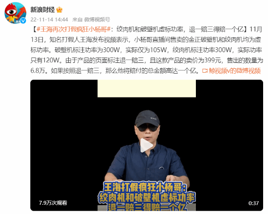 王海再次打假疯狂小杨哥