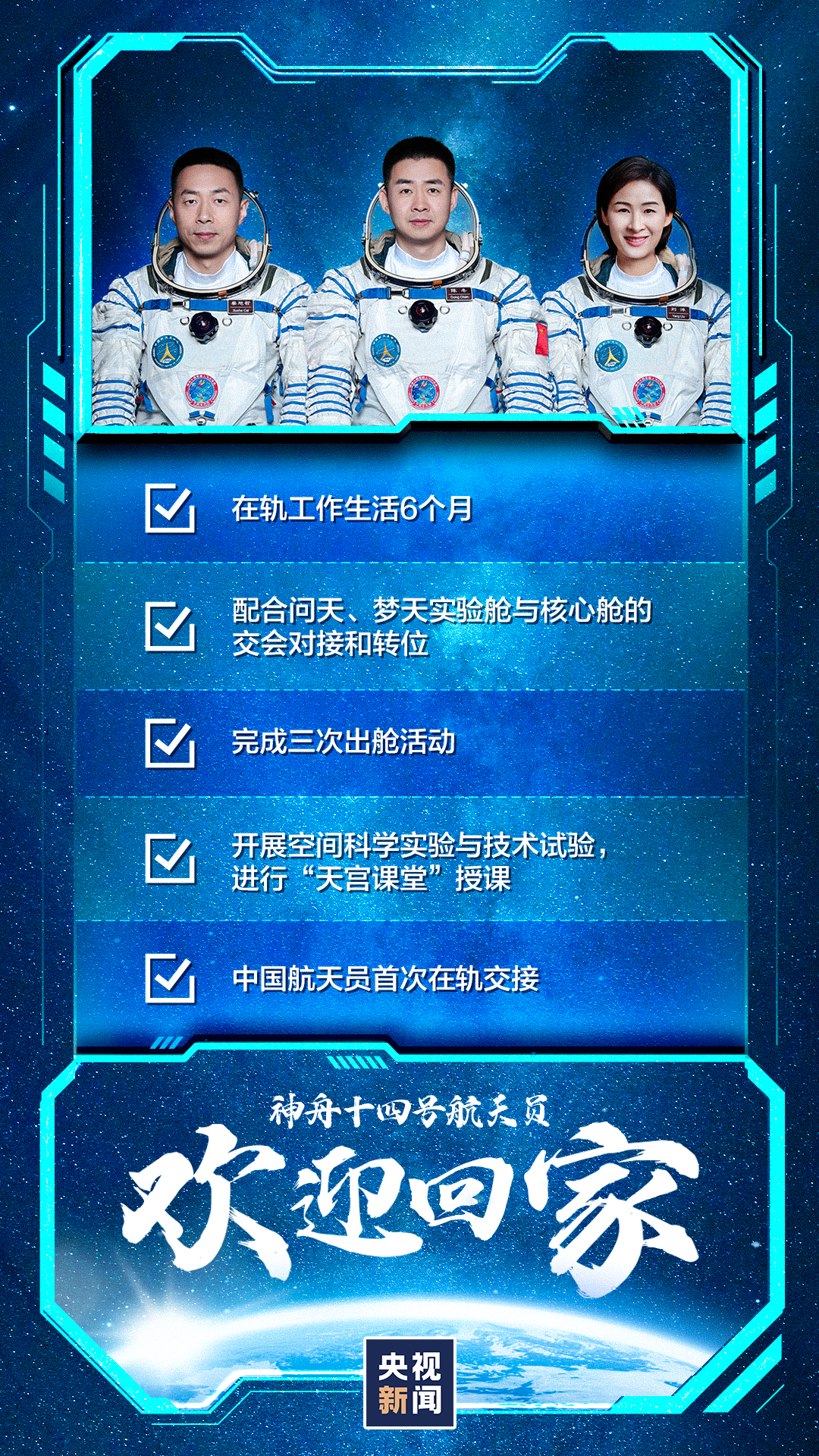 3名航天员报告感觉良好